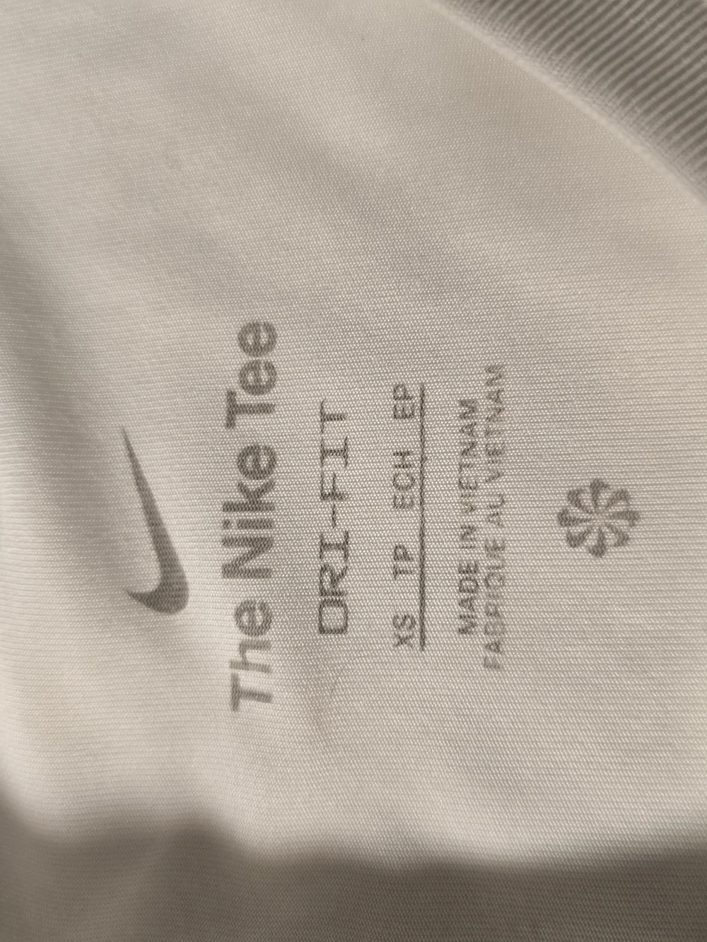 Nike Womens White Dri-FIT Crew Neck Shirt with Black Swoosh